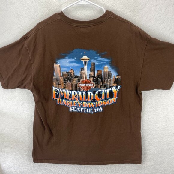 2010 Harley-Davidson‎ T-Shirt Men’s Size L Brown Emerald City Seattle WA - Picture 1 of 6